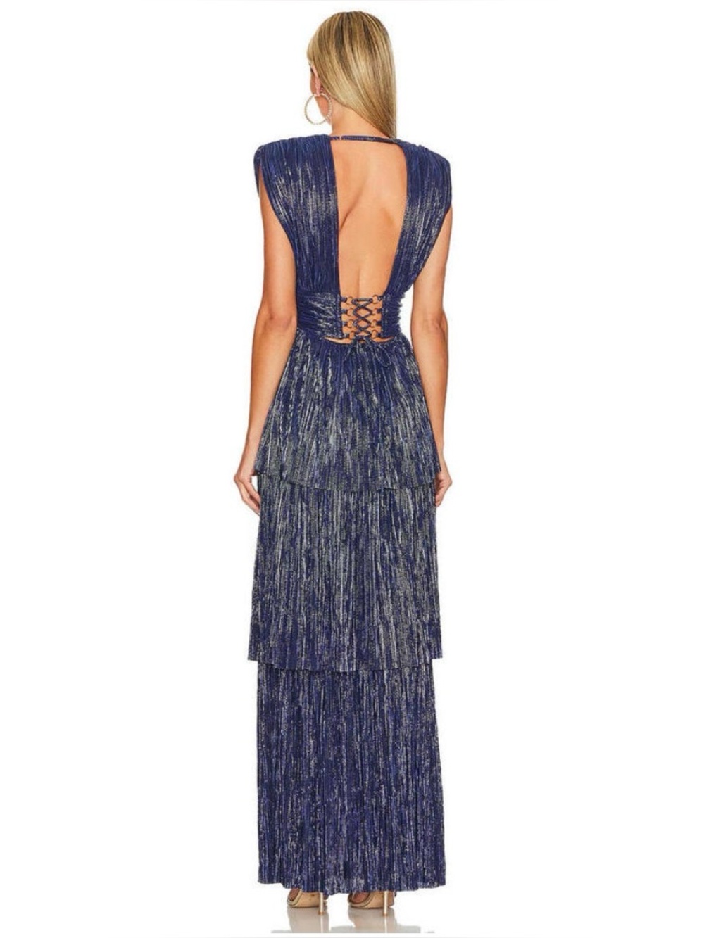 Sabina Musayev Judith Navy Tiered Gown Maxi Dress - Picture 2 of 7